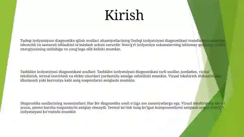 Tashqi Izolyatsiyani Diagnostika Qilish Metodi Usullari 2