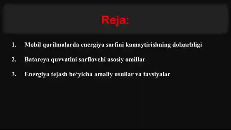 Mobil qurilmalarda energiya sarfini optimallashtirish 2