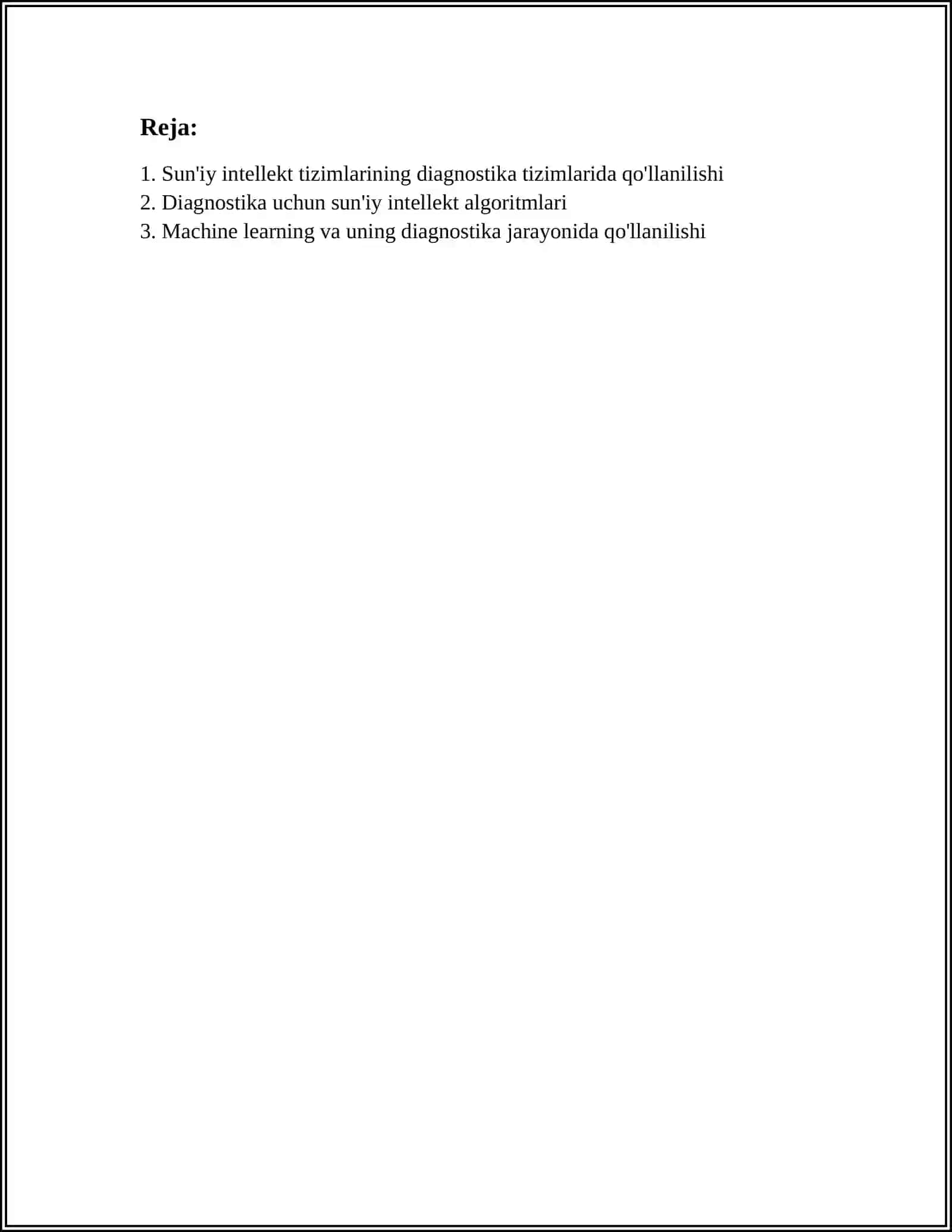 DIAGNOSTIKA TIZIMLARI UCHUN SUN'IY INTELLEKT 2