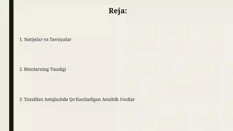 Jihozlar tozaligi va uni aniqlashda qo'llaniladigan analitik usullar 2
