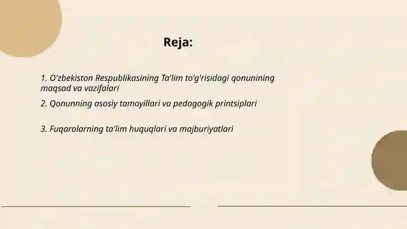 O'zbekiston Respublikasining "Talim to'g'risida"gi qonuni va uning moxiyati 2