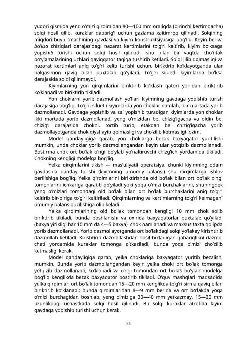 Ayollar plashining old va ort bo’laklarini birlashtirib tikish 2