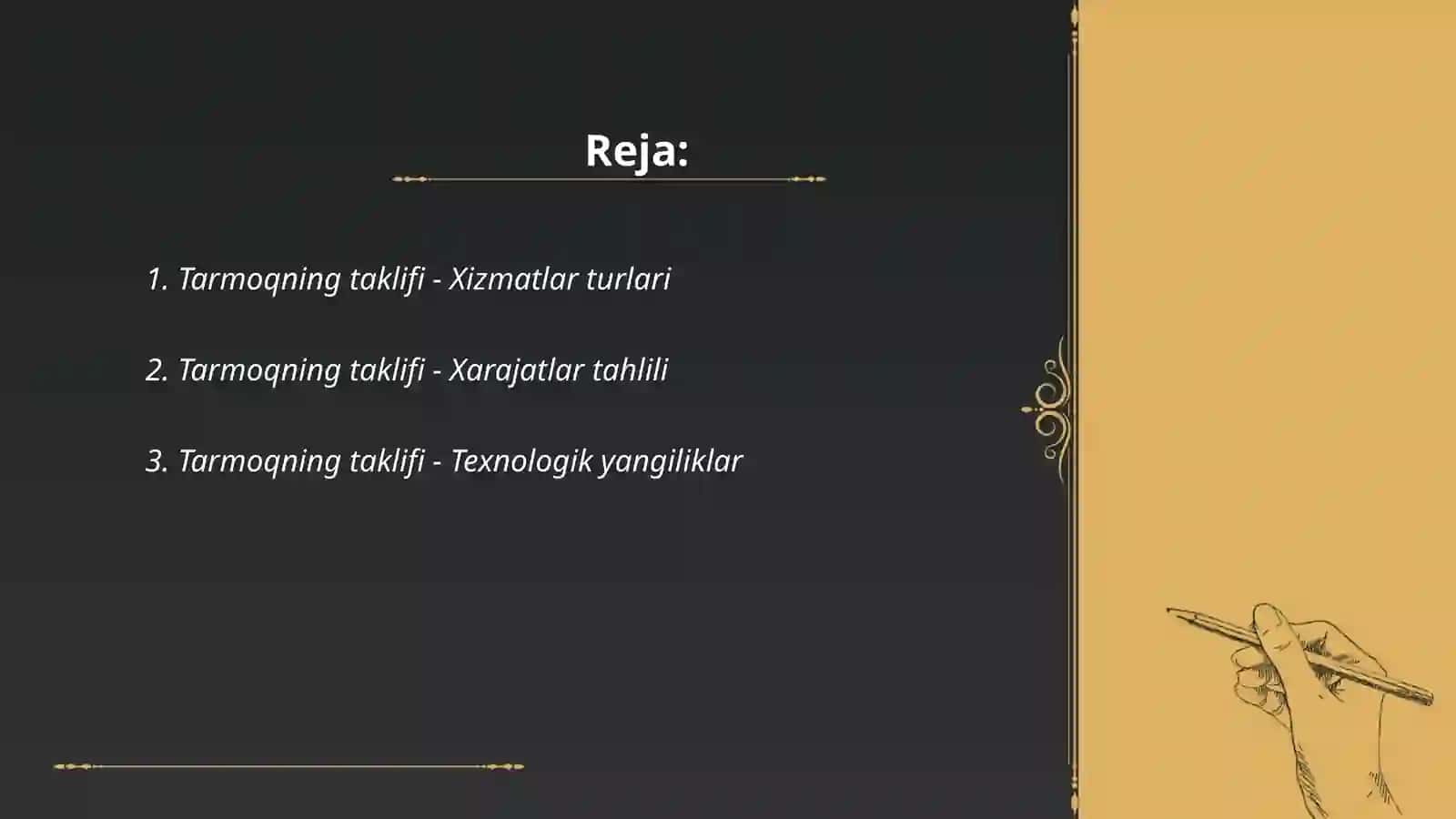 Tarmoqning taklifi - Xizmatlar turlari 2