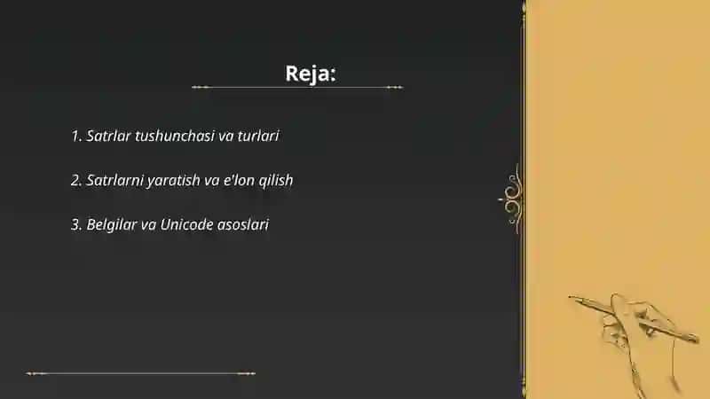 Satrlar va kengaytirilgan belgilar 2
