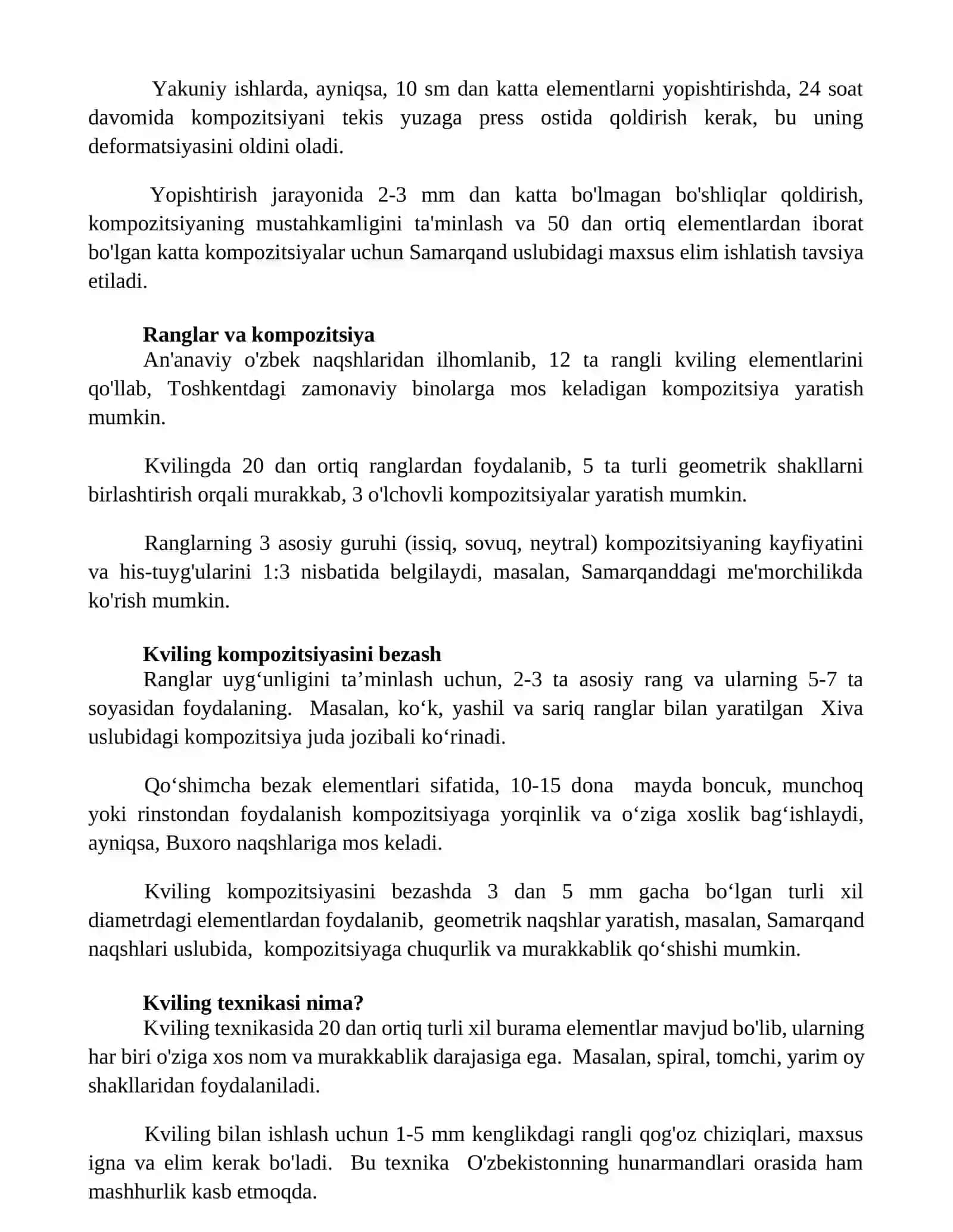 "Kviling" texnikasida ishlash va kompozitsiya tayyorlash 2