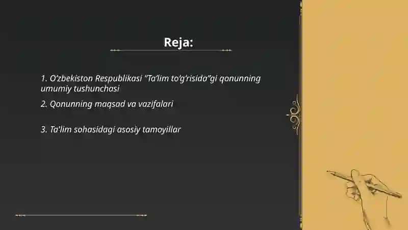 O‘zbekiston Respublikasi “Ta’lim to‘g‘risida”gi qonun va uning mohiyati 2