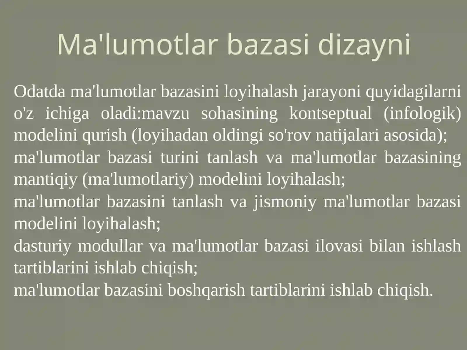 Axborot  tizimlarining ma'lumotlar bazasini loyihalash (ERP VA CRM) 2