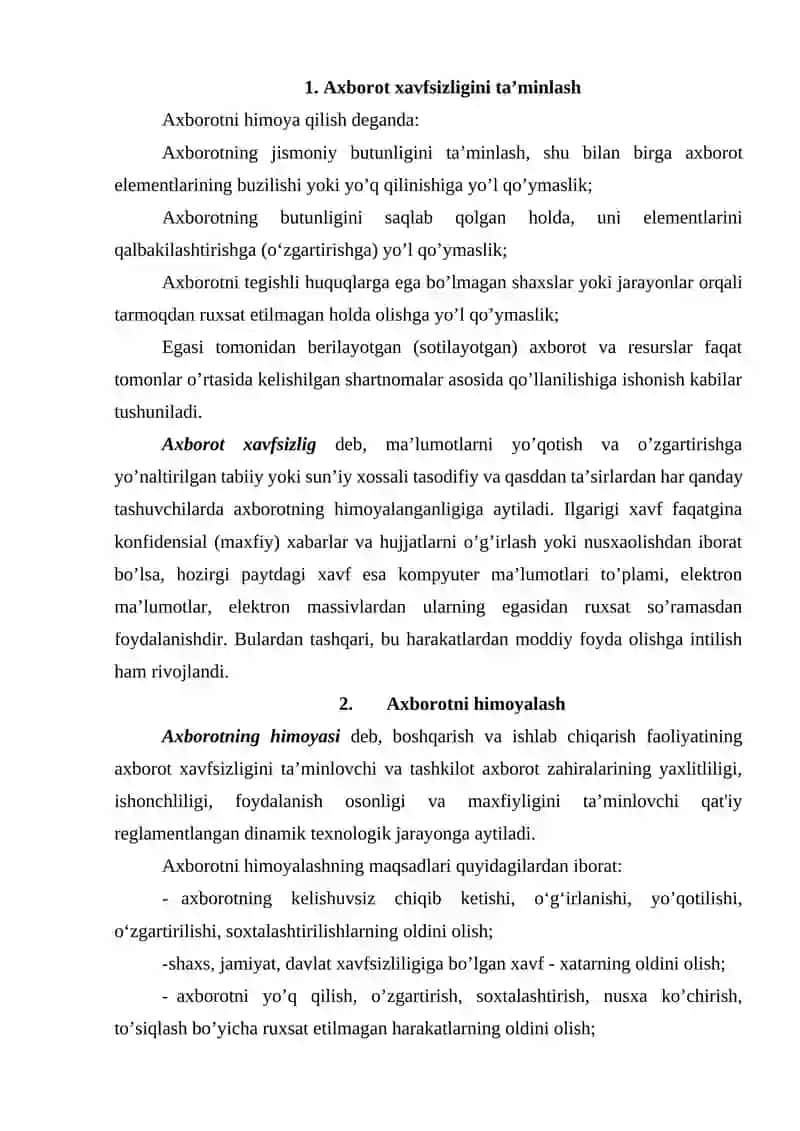 Axborot xavfsizligi 2
