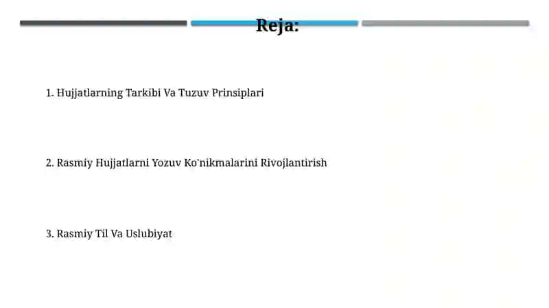 Rasmiy hujjatlar yozish kõnikmalarini rivojlantirish 2