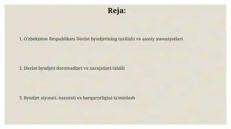O'zbekiston Respublikasining Davlat byujeti 2
