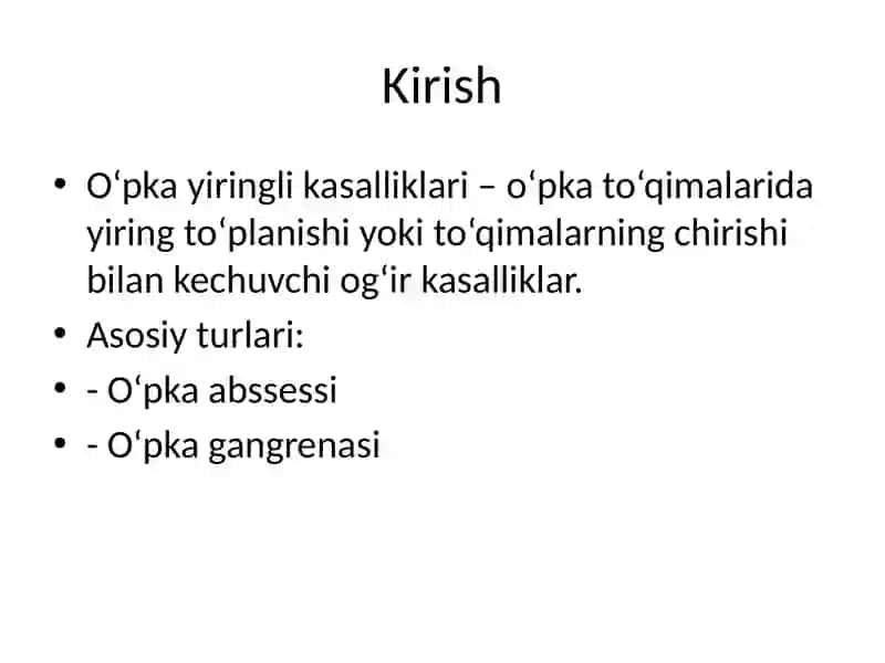 O‘pkaning yiringli kasalliklari 2