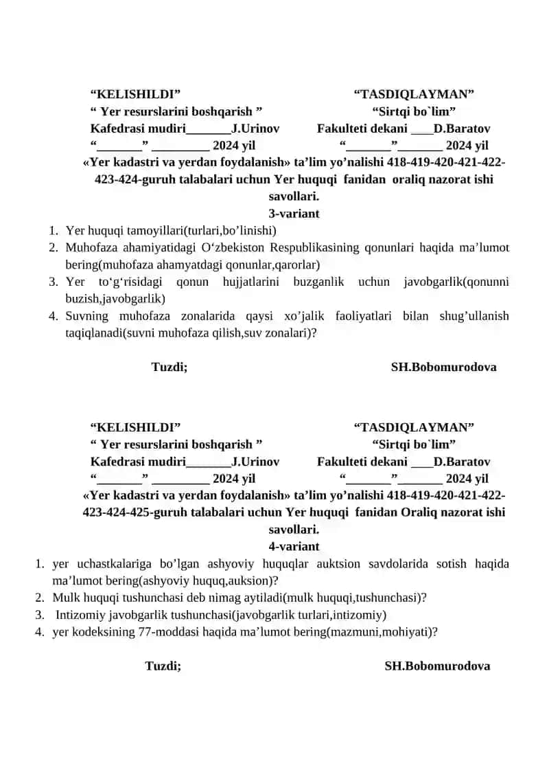 Yer kadastri va yerdan foydalanish 2
