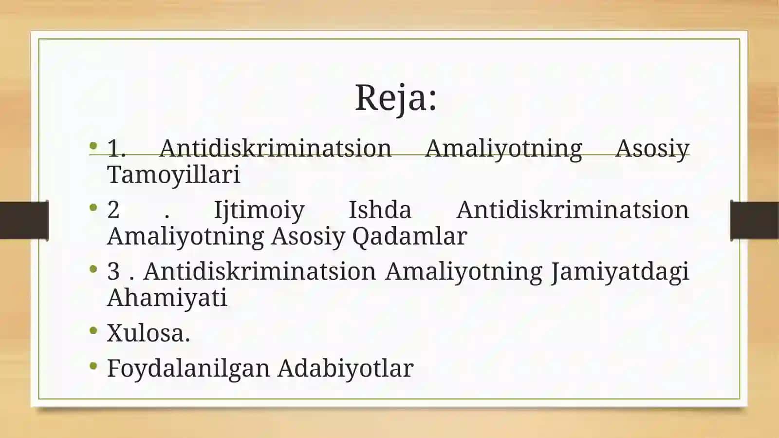 Antidiskriminatsion Amaliyotning Asosiy Tamoyillari 2