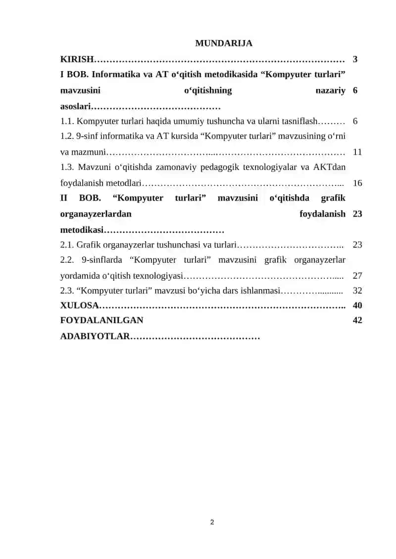 Informatika oʻqitish metodikasi fanidan 9-sinflarda "Kompyuter turlari" mavzusini oʻqitishda grafik organayzerlardan foydalanish 2