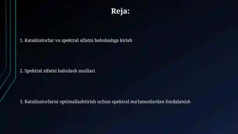 Spektrskopiya sifatini baholavchi katalaiklar 2