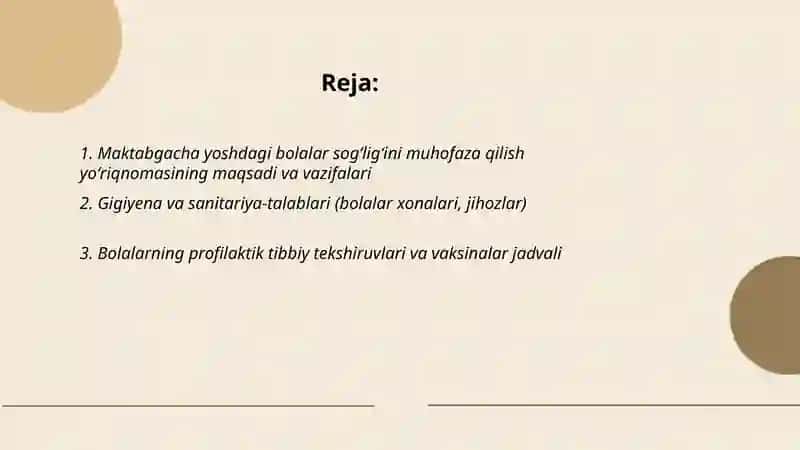 Maktabgacha yoshdagi bolalar sogʻligʻini muhofaza qilish yoʻriqnomasi 2