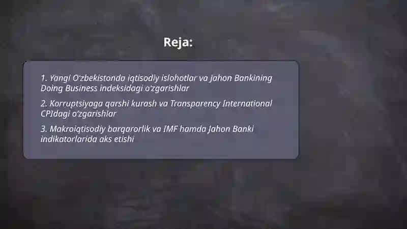 Yangi Oʻzbekiston ijtimoiy- siyosiy, iqtisodiy va madaniy hayotdagi oʻzgarishlar 2
