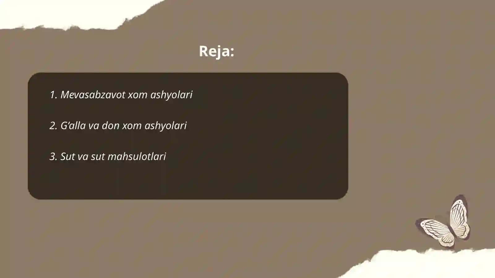 Oziq ovqat xom ashyolari 2