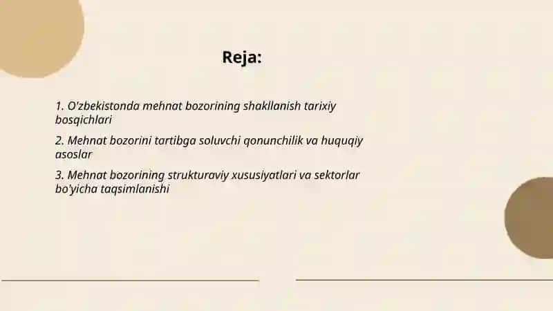 O'zbekiston Respublikasida mehnat bozorining shakllanishi va ishsizlikning o'ziga xos xususiyatlari 2
