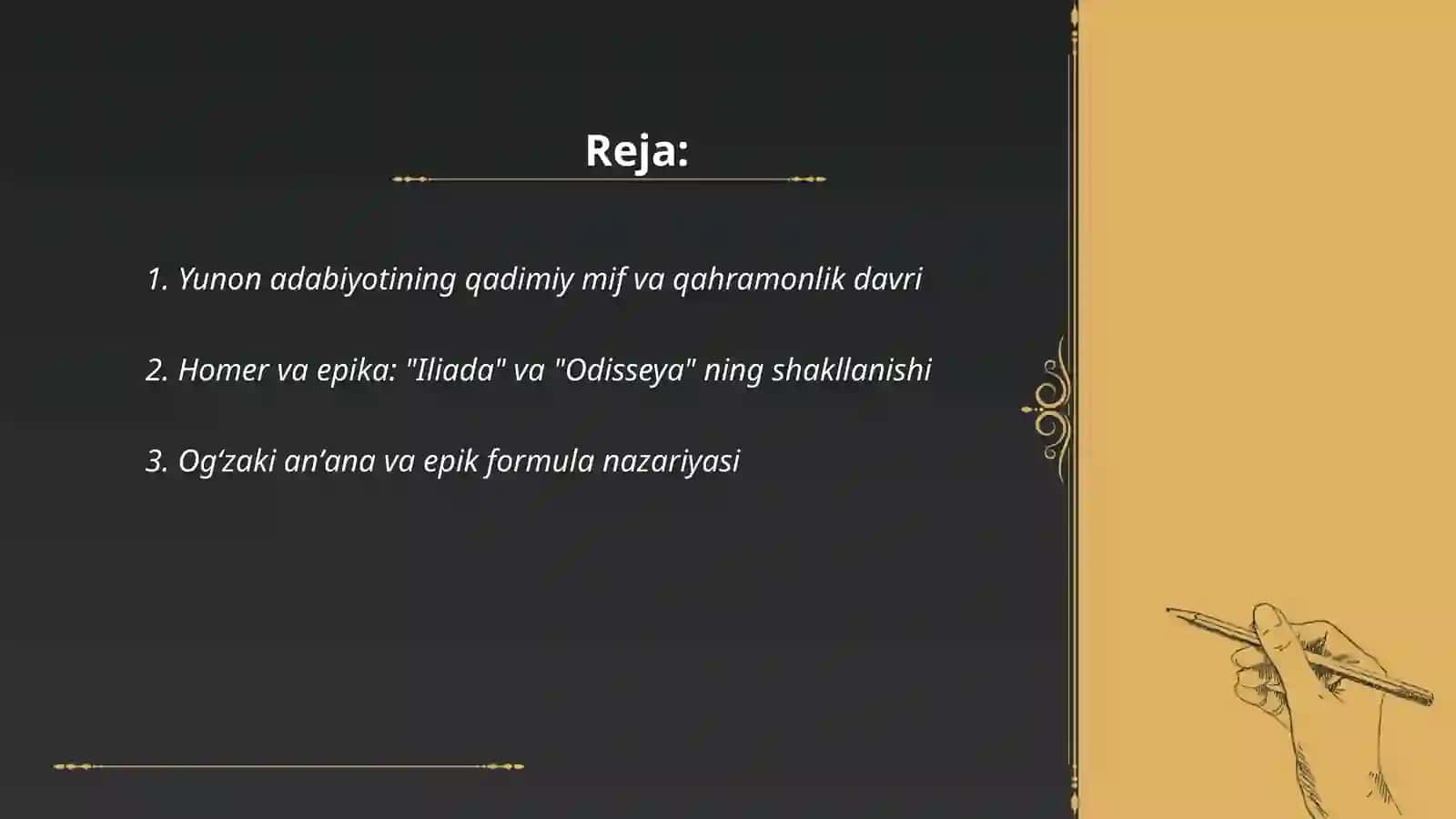 Yunon adabiyotining shakllantirish davrlari 2