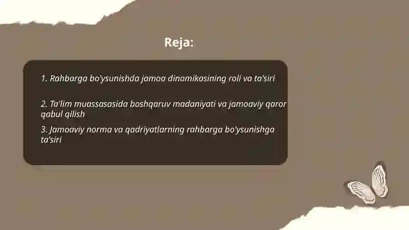 Rahbarga bo'ysunishda jamoaning ta'siri va ta'limda boshqaruv madaniyati 2