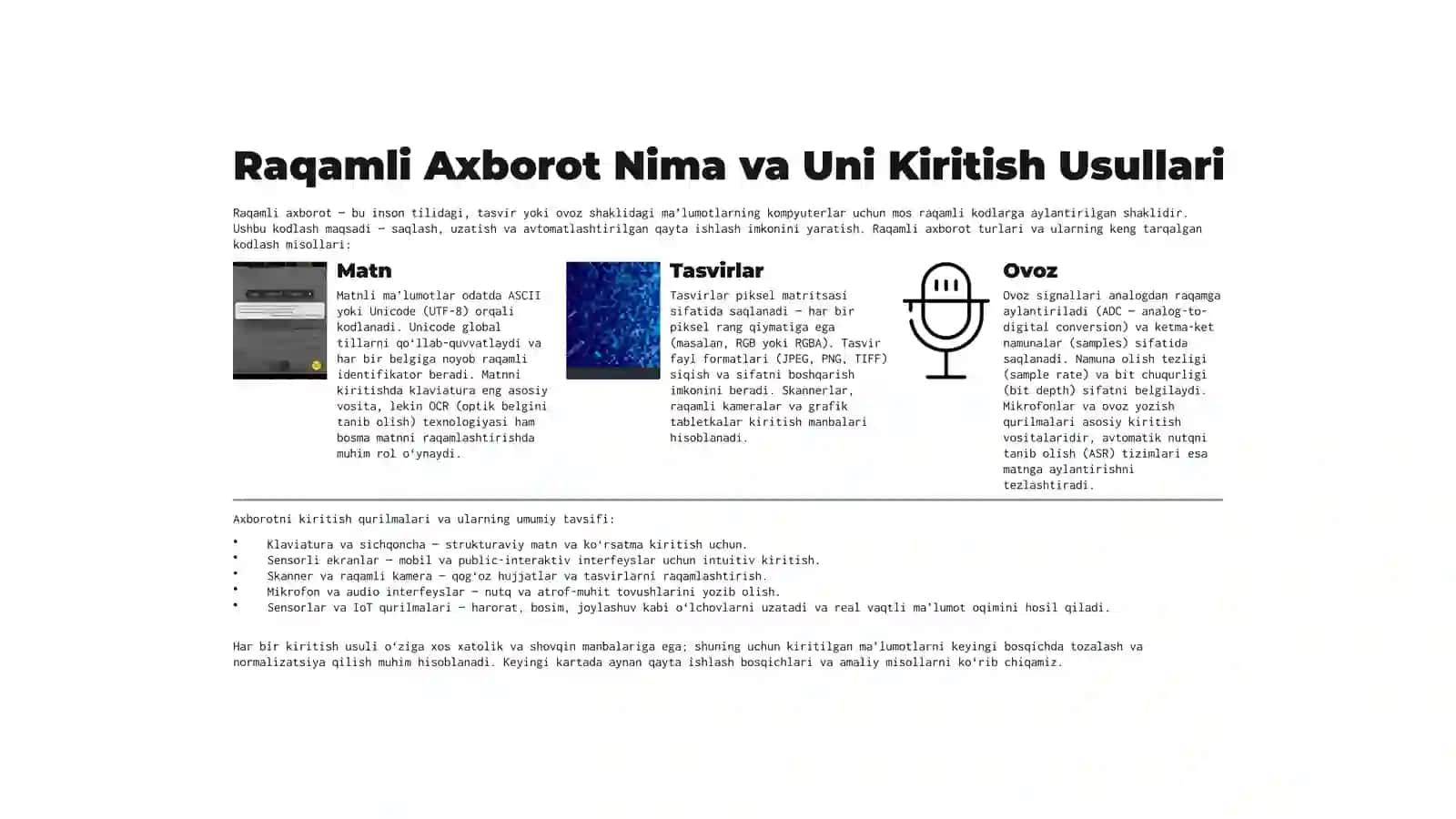 Raqamli Axborotni Kiritish va Qayta Ishlash 2