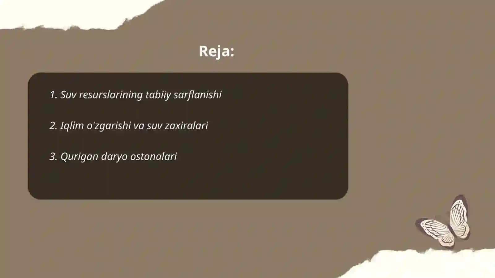 Suv resurslarining tabiiy yoki antropogen omillar taʼsirida sarflanishi 2