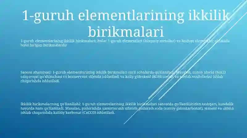 Guruh Elementlarining Binar Birikmalari Va Sanoatdagi Ahamiyati 2