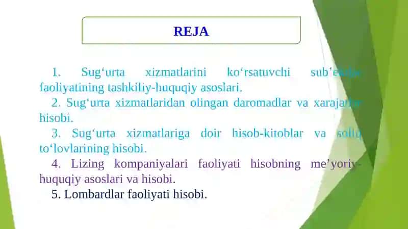 Sug‘urta va Moliya Xizmatlari 2