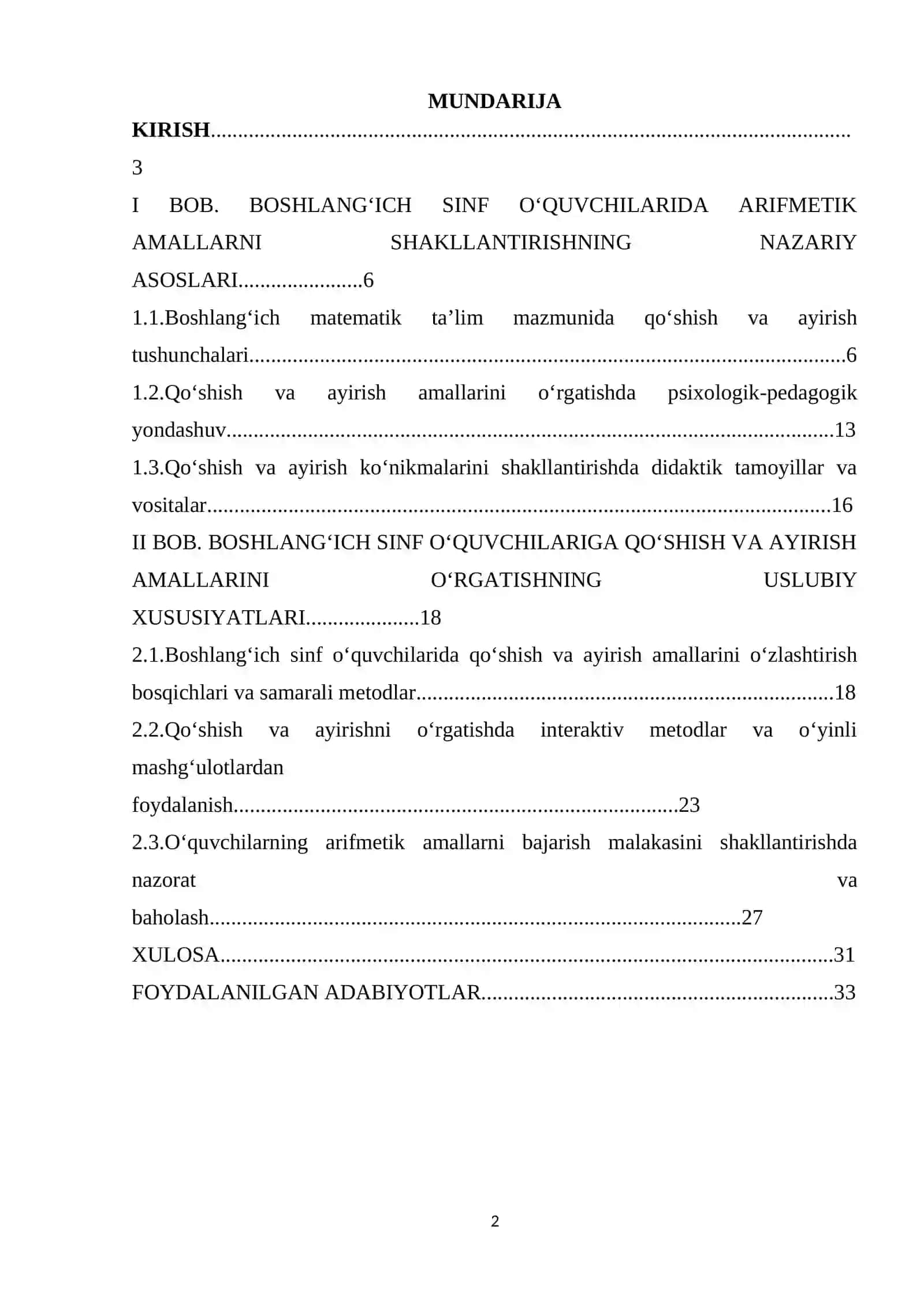Boshlang’ich sinflarda o’quvchilarning qo’shish va ayrish amallarini o’rgatish metodikasi 2