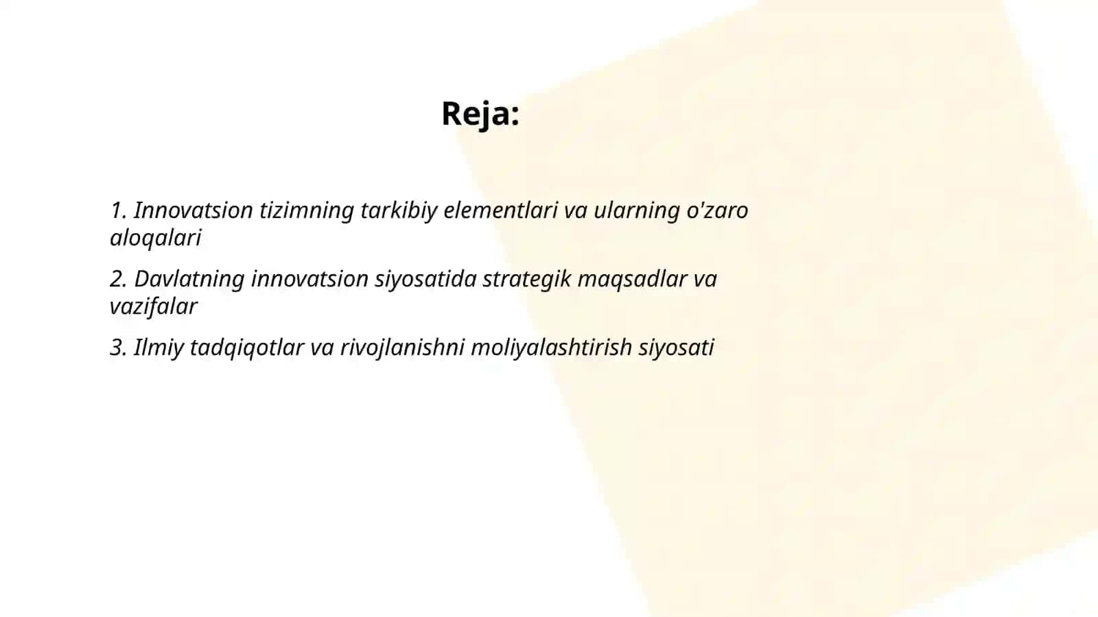 Innovatsion tizim va davlatning innovatsion siyosati 2