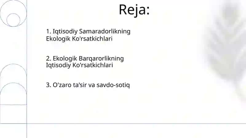 Iqtisodiy va Ekologik Ko'rsatkichlar 2