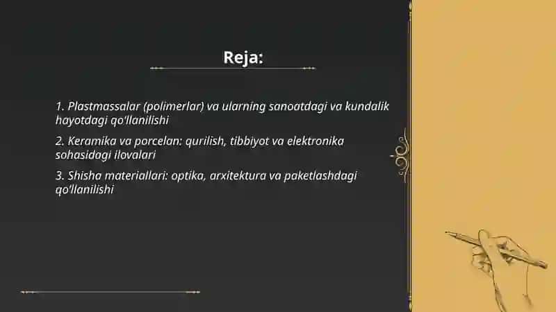 Nometall materiallar va ularning qoʻllanishi 2
