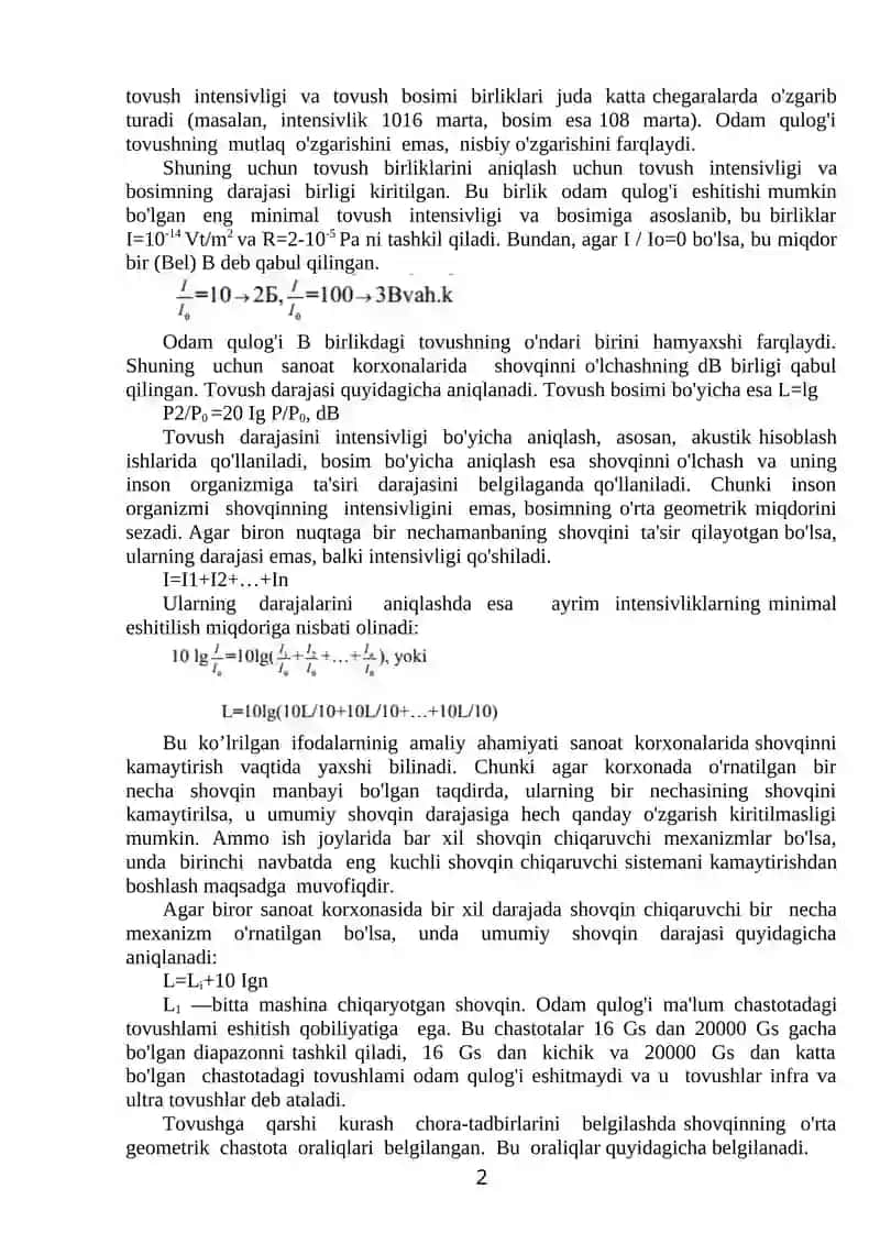 Shovqin va tеbranishning fizik va fiziоlоgik хususiyatlari 2