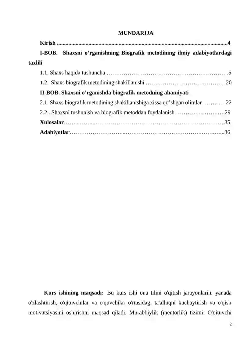 SHAXSNI O’RGANISHNING BIOGRAFIK METODI. 2
