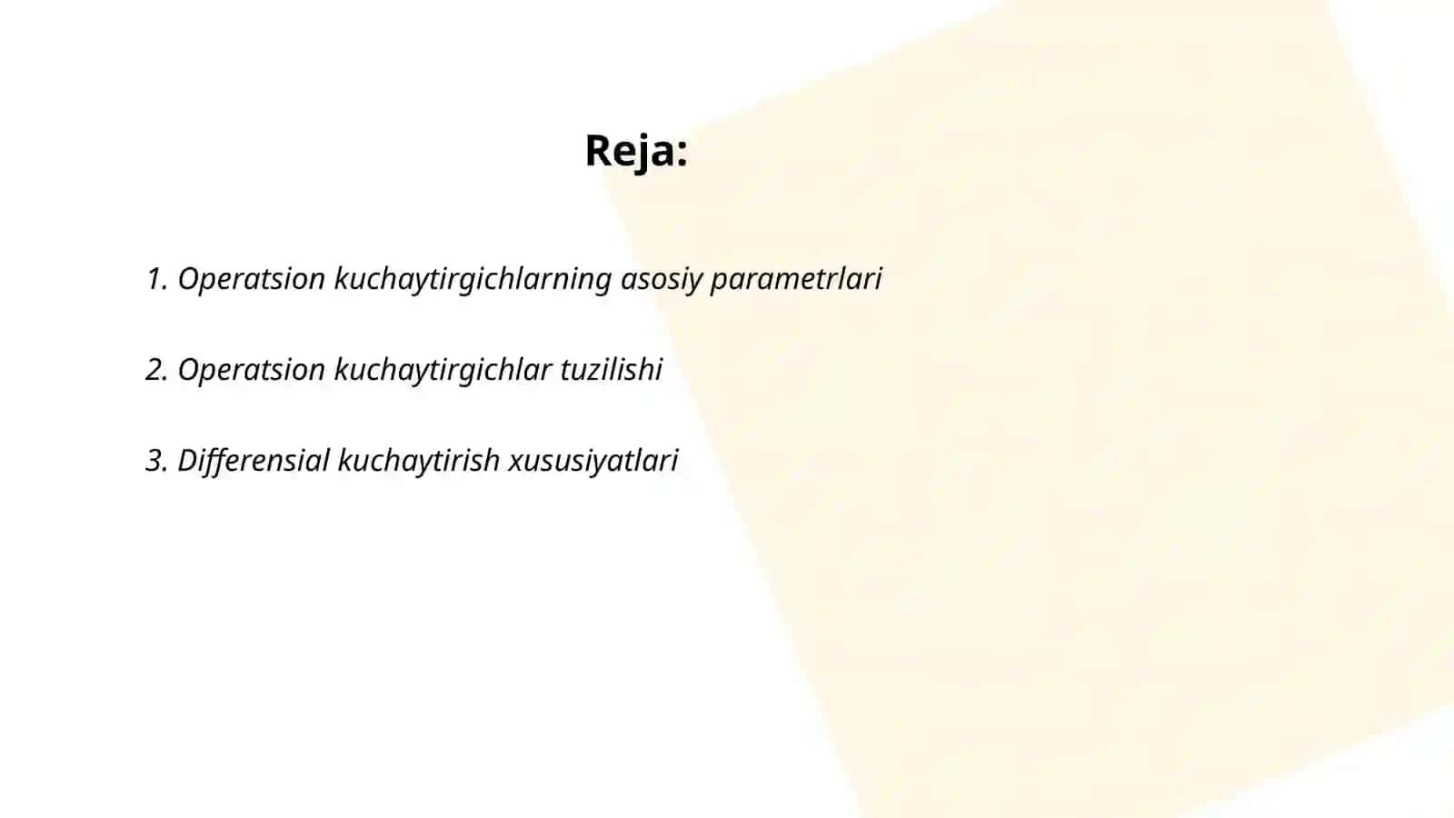 Opiratsion kuchaytirgichlar 2