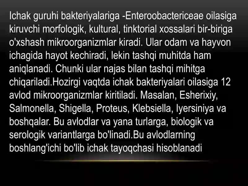 Ichak infeksiyalarini qo’zg’atuvchilari(Esherixoz, Shigellez va Vabo) 2