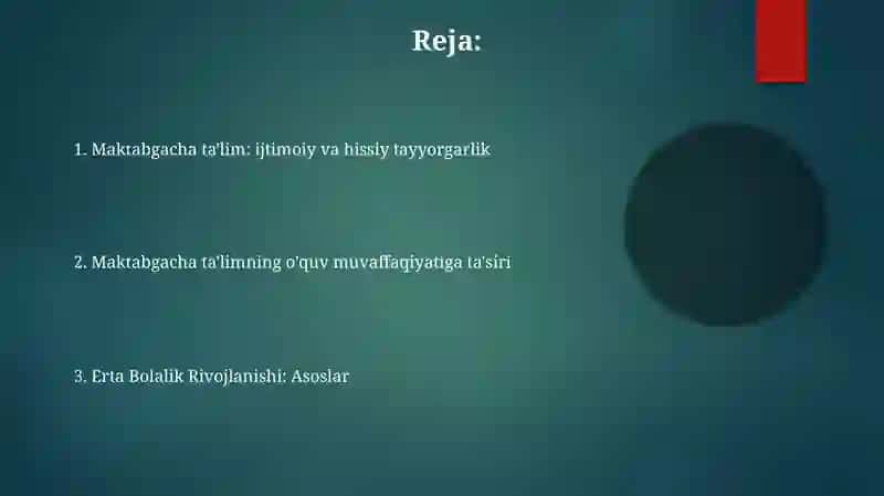 Maktabgacha ta'lim uzluksiz talimning bosh bògi 2