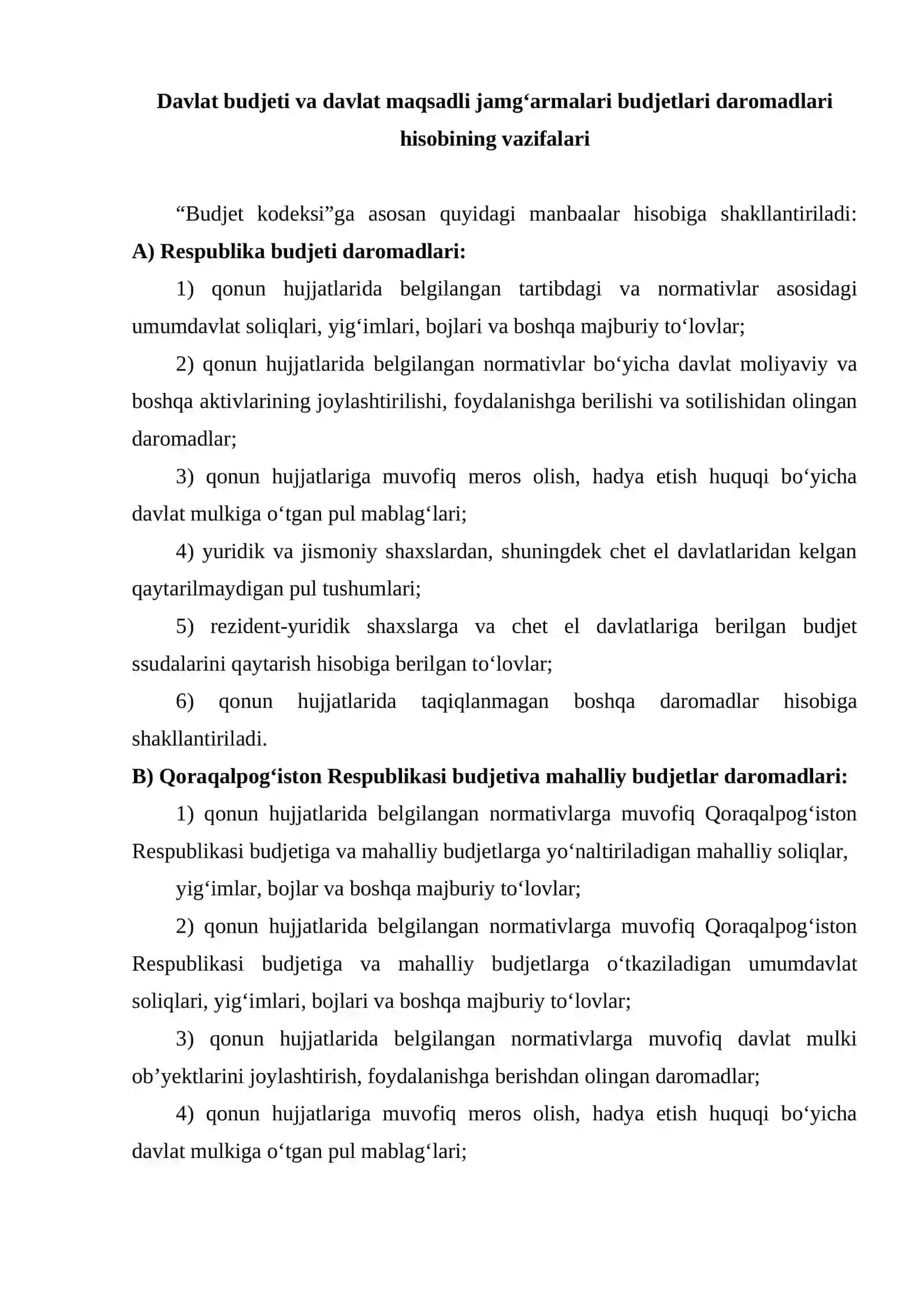 Davlat budjeti va davlat maqsadli jamg’armalari budjetlari daromad qismi ijrosi hisobi 2