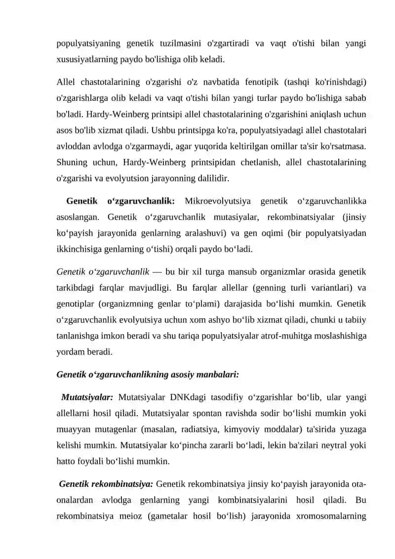 MIKROEVOLYUTSIYA TA`LIMOTI VA UNING ASOSIY MOHIYATI 2
