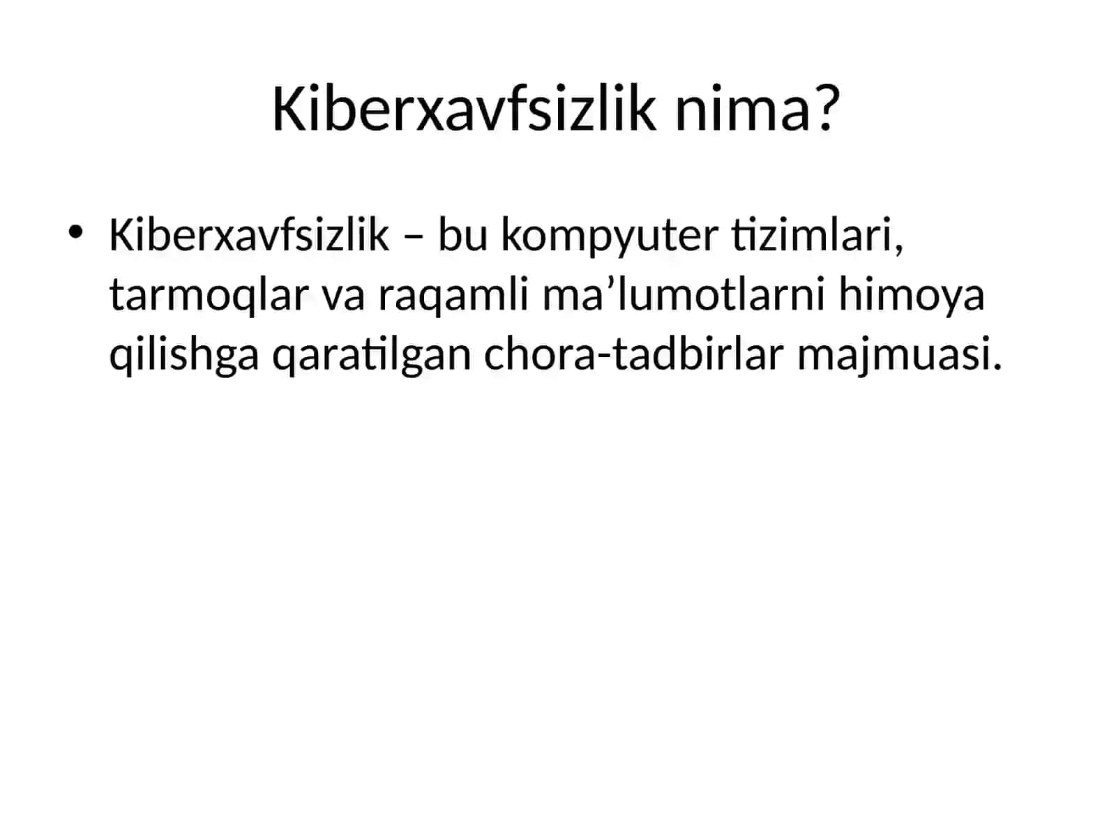 Kiberxavfsizlikning tarifi, maqsadi va vazifalari 2
