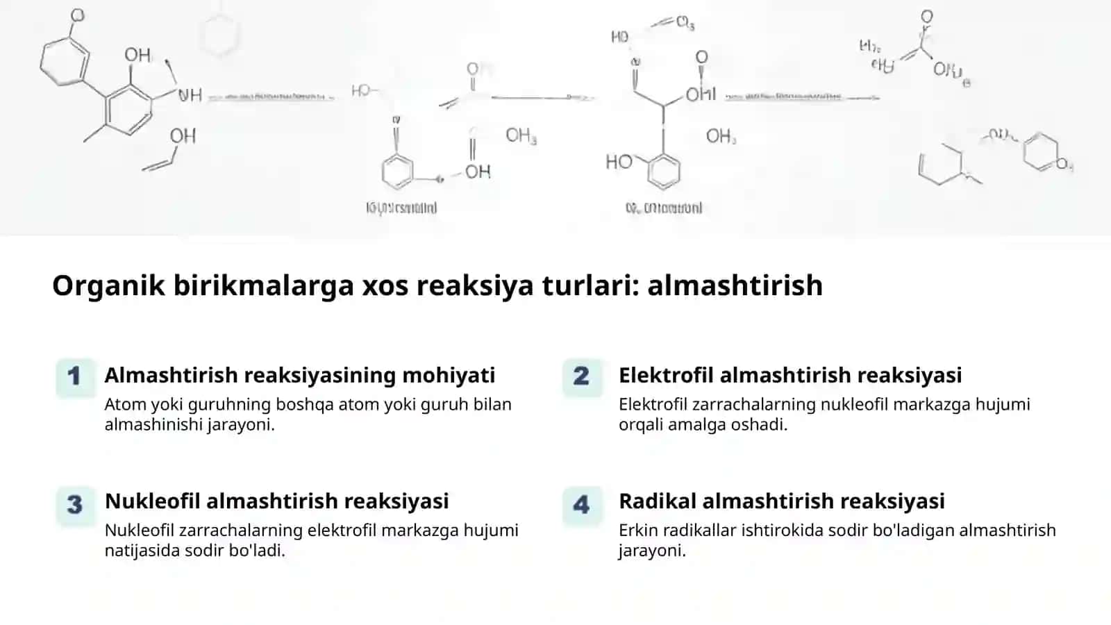 Organik birikmalar: sinflanish va reaksiyalar 2