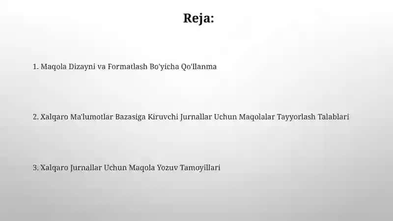 Xalqaro Ma'lumotlar Bazasiga Kiruvchi Jurnallar Uchun Maqolalar Tayyorlash Talablari 2