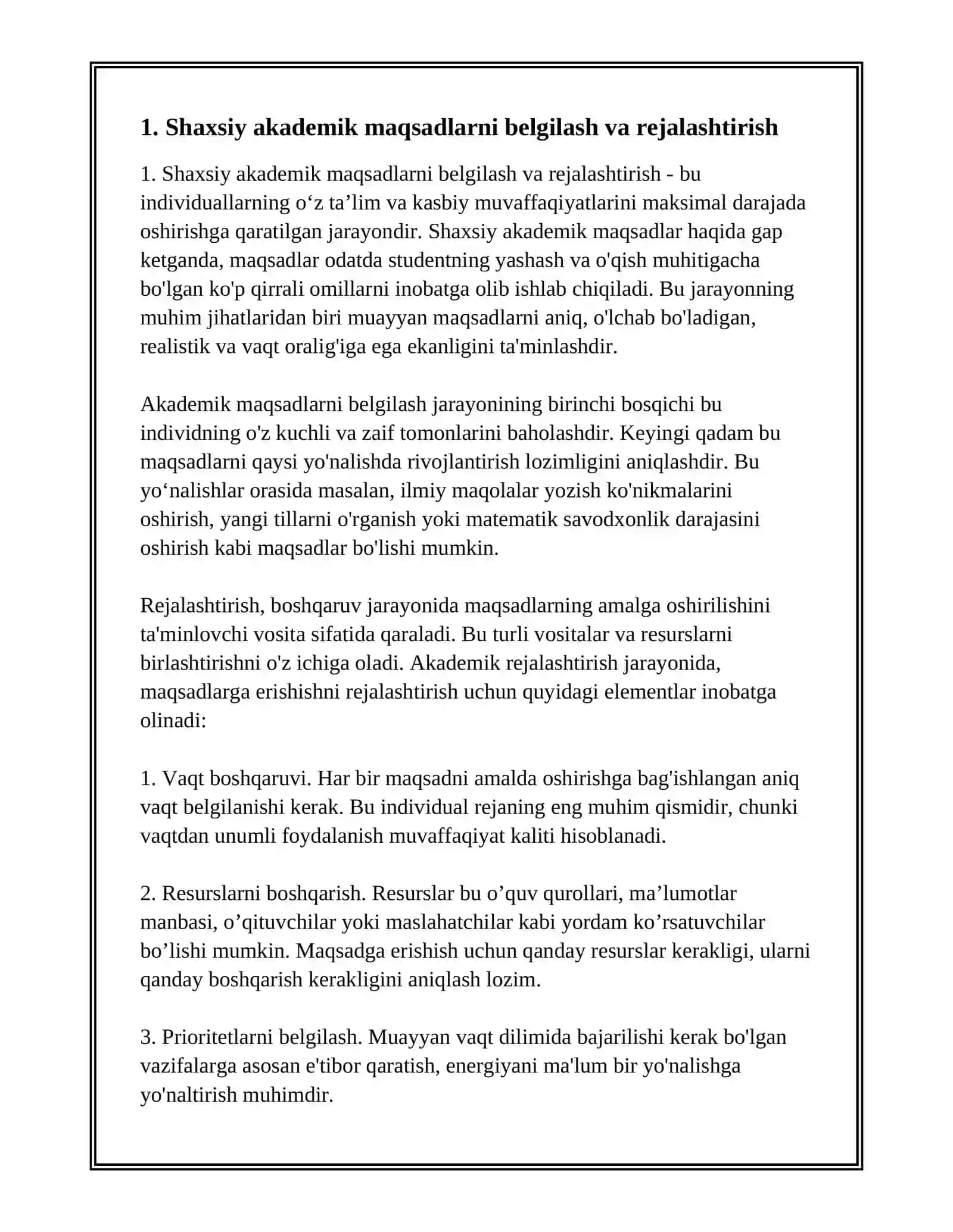 SHAXSIY AKADEMIK FAOLIYAT VA UNI TASHKIL ETISH VOSITALARI 2