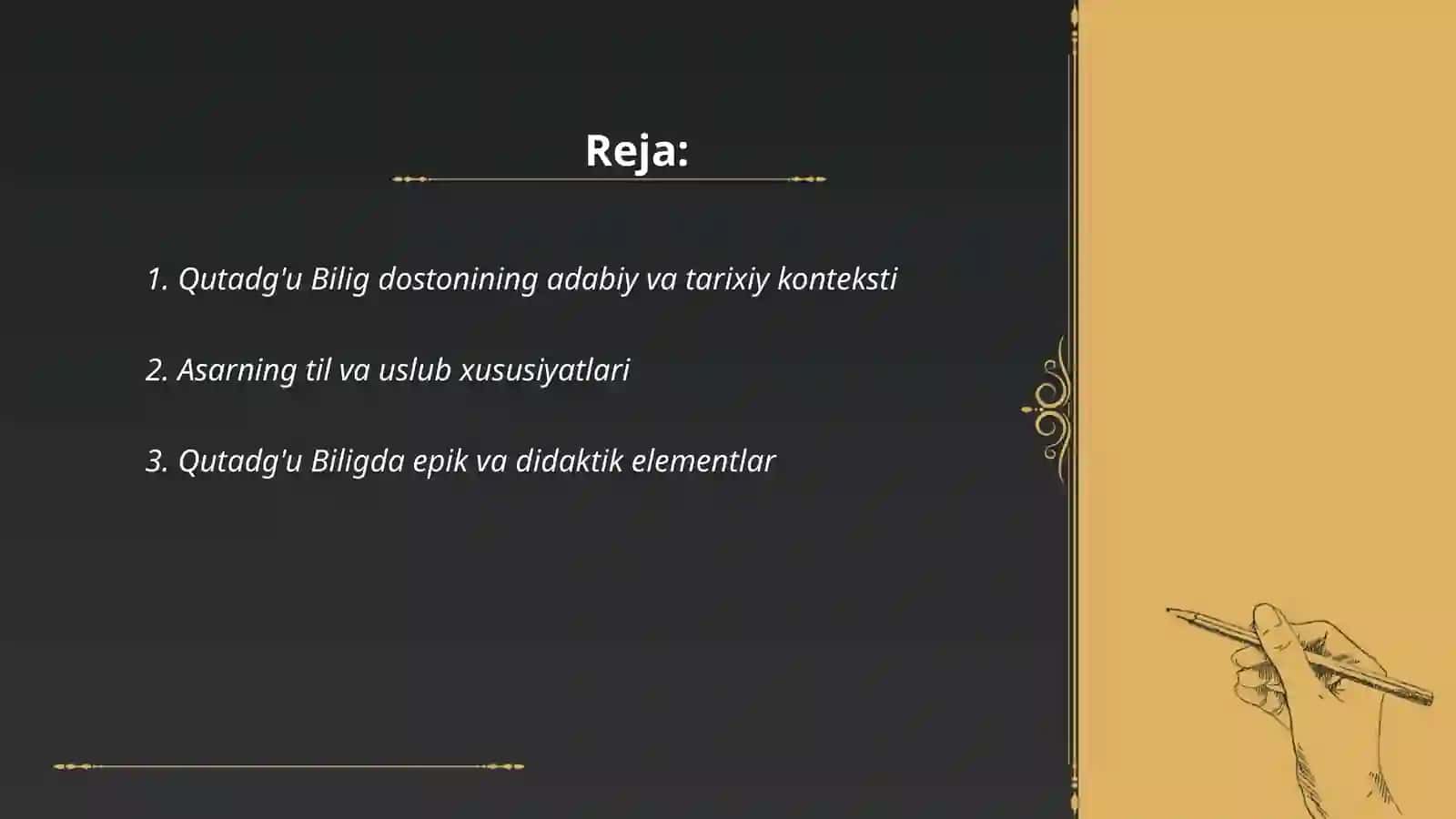 Qutadg'u bilig dostoni adabiy qiymati 2