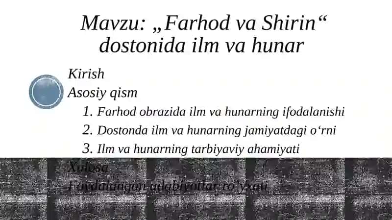 "Farhod va Shirin" dostonida ilm va hunar 2