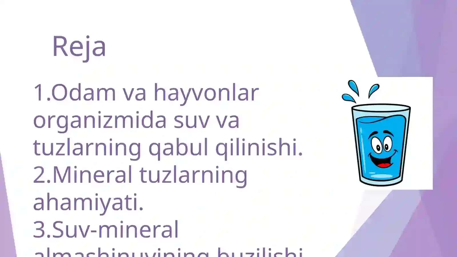 Yosh organizmda mineral tuzlar va suv almashinuvining ahamiyati 2