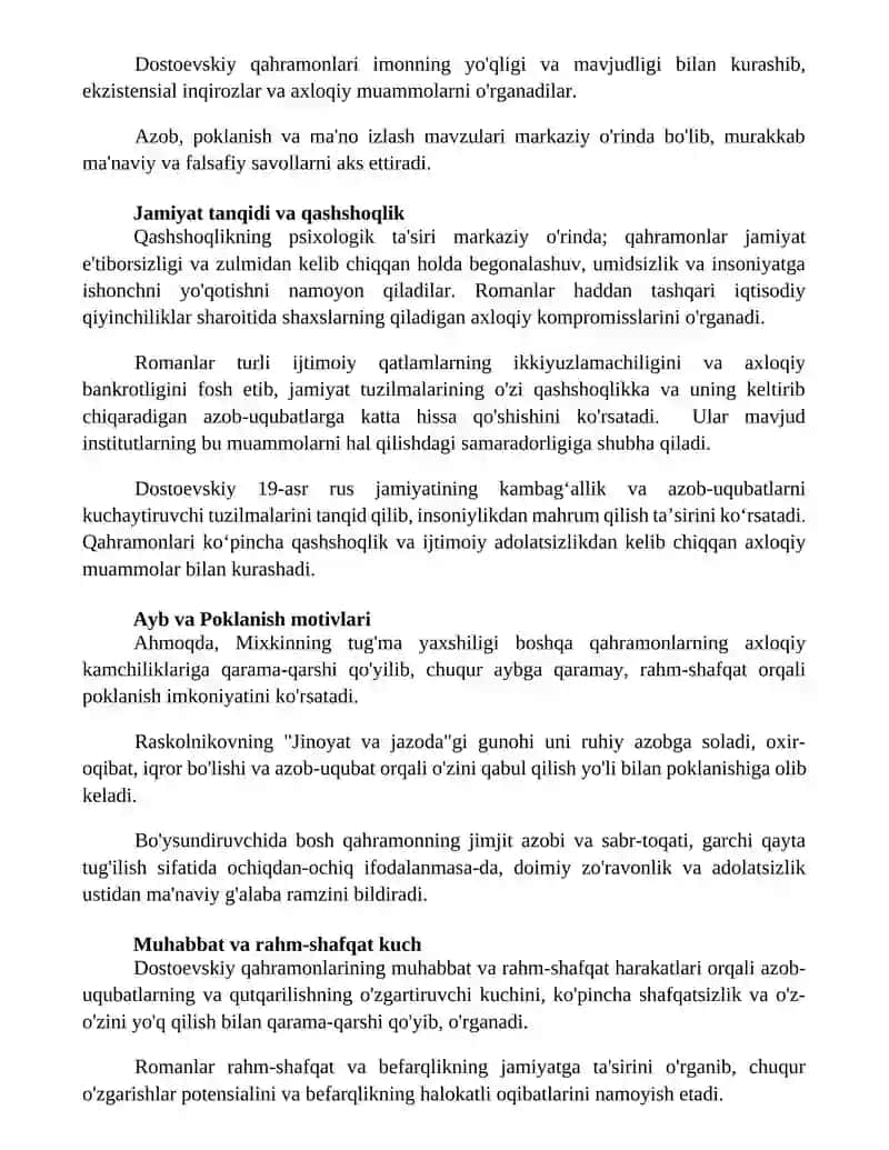 Dostoyevoskiyning "Telba", "Ma'suma", "Jinoyat va jazo" tahlili 2
