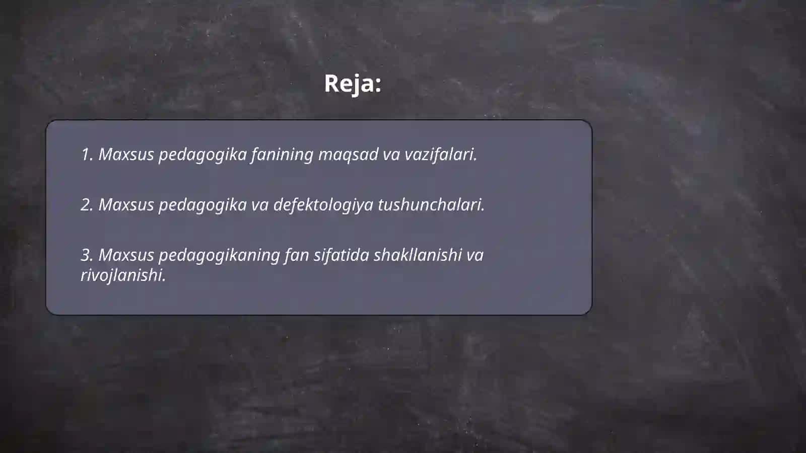 Maxsus pedagogika fanining predmeti obyekti boshqa fanlar bilan aloqasi fanining umumiy asoslari. Maxsus pedagogika fanining umumiy masalalari. Aqliy rivojlanishida nuqsoni boʻlgan bolalar 2