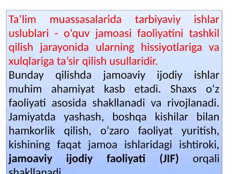 TARBIYAVIY FAOLIYAT USULLARI 2